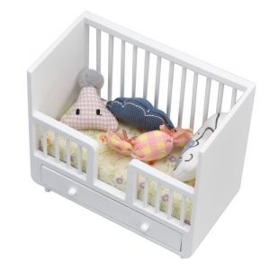 Maison de poup&eacute;e en bois Berceau 1:12 Lit de maison de poup&eacute;e DIY Maison de poup&eacute;e miniature Berceau en jouets poupee - SURENHAP