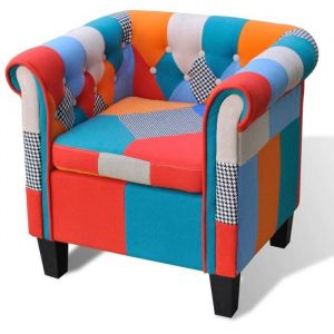 (Multicolore)Fauteuil individuel relax contemporain - SIGNOR - Chaise avec design de patchwork Tissu 760564