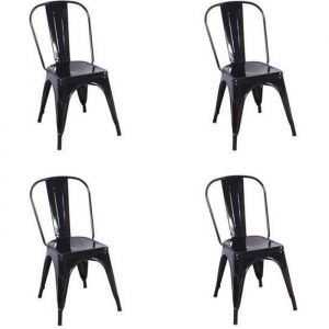 Lot de 4 Chaises Tolix Bar Restaurant Caf&eacute; Terasse Jardin Salle a manger Cuisine Acier