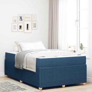 Cadre de lit double - lit capitonn&eacute; avec matelas - avec matelas - Bleu 120x190 cm tissu - 190x120x66 cm 8555392