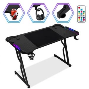 Hengda Bureau Gamer 140x60cm Table de Gaming avec Tapis de Souris NoirErgonomic Bureau MEUBLE INFORMATIQUE