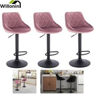 Willonin&reg; Lot de 4 Tabouret de bar pour salle &agrave; manger Rose Assise 35x37cm Chaise doux scandinave