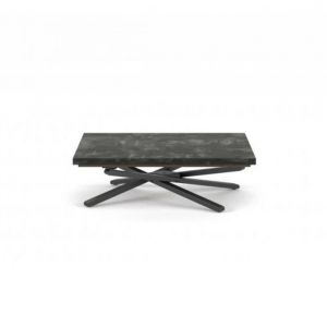Table basse transformable SHAZAM pieds métal noir plateau finition pierre