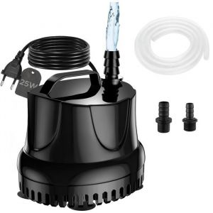 Pompe à Eau Submersible 25W -pompe immergée -1500 L/H Pompe à Eau Ultra Silencieuse Pompe -2 Buses -1.5M Tuyau -pour étangaquarium