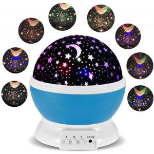 Veilleuse B&eacute;b&eacute; Etoile Lumi&egrave;re Bleu LED - MONDPALAST - Rotation 360 - Rechargeable USB