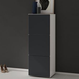Sogood Meuble à Chaussures Blanc Mat et Gris Noir Mat 45x120cm Rangement Armoire à Chaussures 6 Compartiments Range-Chaussures 02