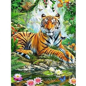 Diamond Painting Tigre D&eacute;coration De La Maison DIY Diamant Peinture Point De Croix Complet Diamant Broderie Diamant Rond 30*40cm