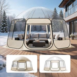Tente Bulle Pop-up-VEVOR-458 x 432 m Tente Igloo D&ocirc;me de Jardin pour 12-15 Personnes Imperm&eacute;able et R&eacute;sistante aux UV