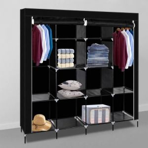 Penderie souple - Armoire de Rangement en Tissu Non-tissé - 169.5 x 44 x181.5cm - Noir