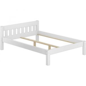 Cadre de lit adulte pin massif blanc design scandinave 160x200 sans literie 60.38-16WoR