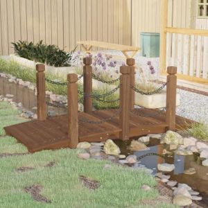 Pont de jardin-Pont sur étang-Décoration du Jardin avec garde-corps en chaîne bois massif épicéa SHL90666