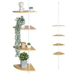 bremermann Étagère dangle murale télescopique avec 4 étagères en bambou blanc