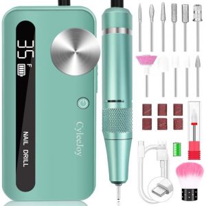 Ponceuse pour Ongles Professionnel 35000 RPM 12 en 1 Lime a Ongle Electrique Portable Ponceuse Ongle Sans Fil Rechargeable (Vert)