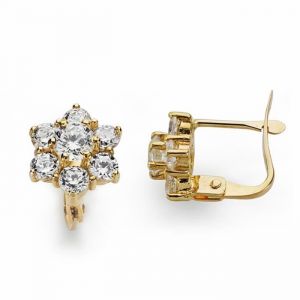 Boucle doreille Or 18 carats de 10 mm zircons presure. Dormeuses AA2625 AA2625