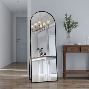 Miroir sur Pied 162x53 cm  LUMINARIX Miroir Mural Miroir en pied avec cadre en alliage daluminiumpour Vestiaire Chambre Noir