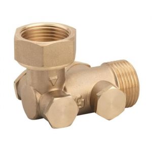 Clapet anti retour coud&eacute; EA NF DN 15 Femelle-M&acirc;le 20x27 L.58mm 4 bouchons laiton