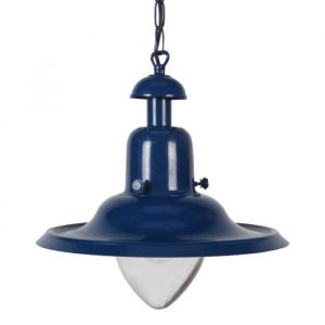 Suspension marine en m&eacute;tal et verre Marina-Bleu30cm