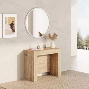 Table console extensible - Milano - Chêne clair - 3 allonges de 45 cm