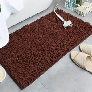 (brown/80x120cm)Tapis de salle de bain en Chenille de grande taille carpette de bain baignoire coussin de pieds latéraux de lit