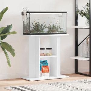 Meuble Aquarium - vidaXL - 60 cm - Bois ding&eacute;nierie - Blanc - Rangement pratique