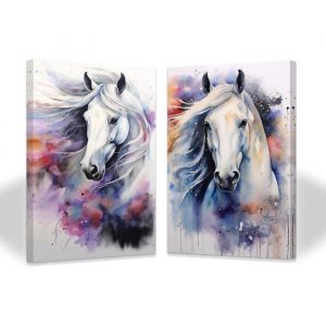 Impression Sur Toile Peinture Chevaux  Tableau Animaux Encadr&eacute;e - Decoration Murale Salon Moderne 30x40cm