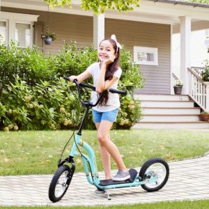 Trottinette Enfant 5 Ans R&eacute;glable 12 Pouces Pneumatiques Bleu Clair - Gar&ccedil;on Fille - Ville et Tous Terrains