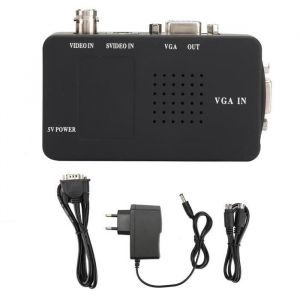 Akozon Convertisseur vidéo BNC vers VGA Adaptateur de convertisseur BNC S-vidéo vers VGA HD pour moniteur dordinateur PC prise UK