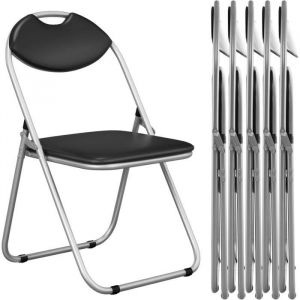 GIANTEX Lot de 6 Chaise Pliante en M&eacute;tal Rembourr&eacute;sFauteuil de Conf&eacute;rence Portable avec Poign&eacute;epour Bureau/Salle &agrave; Manger/Salon