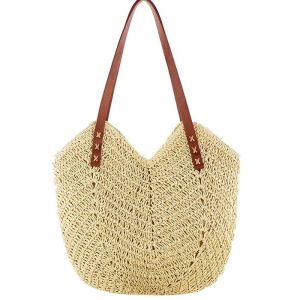 Sac de plage tissé creux pour femme sacs à bandoulière tissés à la main bohème sac panier sac en paille sac en raphia sac à