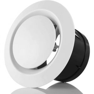 Grille dA&eacute;ration Ronde 125mm R&eacute;glable - Bouche VMC pour Salle de Bain WC Cuisine et Garage - Montage Plafond/Mur