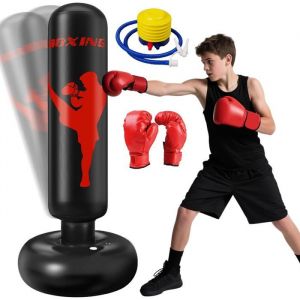 Sac de Frappe Enfant 160cm avec Gants et Pompe Punching Ball Enfants pour Karat&eacute; Taekwondo Id&eacute;al pour Gar&ccedil;ons et Filles [A2]
