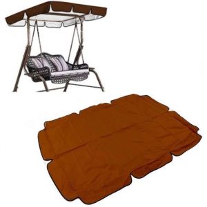 1 piece Toit de Rechange pour Balancelle de Jardin Anti-UV 190*132*15cm Toit Balancelle en Tissu Polyester Imperm&eacute;able caf&eacute;