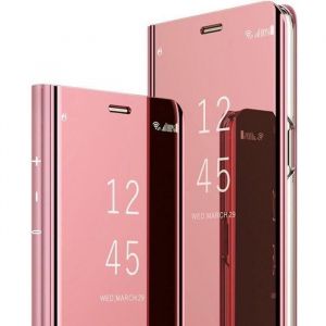 Coque Huawei P30 Pro Miroir Smart Clear View Mince Cuir avec Support Anti-Rayures pour Huawei P30 Pro Or rose