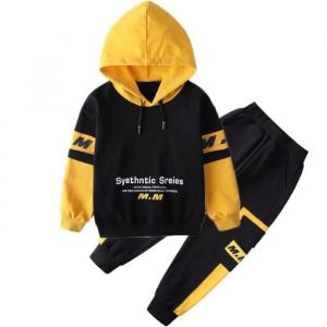 Ensemble de v&ecirc;tements pour gar&ccedil;ons veste &agrave; capuche et pantalon de sport mode printemps-automne Jaune