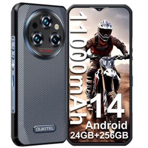 OUKITEL WP35S Smartphone Incassable 24Go+256Go 11000mAh 6.56 FHD+ 58MP Android 14 Dual 4G SIM/NFC/GPS/Telephone de Chantier Noir