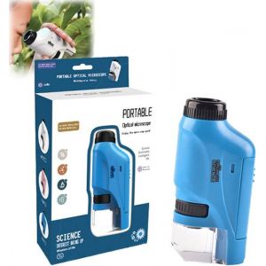 Microscope Enfant PortableMini Microscope EnfantLe petiscope EnfantMon Premier MicroscopeMicroscope de Poche60x-120x (Bleu)