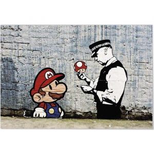 Poster Panorama Graffiti Banksy Super Mario Bro 70x50 cm - Imprimée sur Poster - Poster Banksy