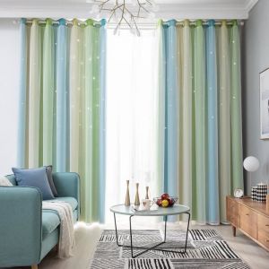 Rideau occultant thermique - Non spécifié - 100x130cm - Vert - Double couche - Voilage transparent