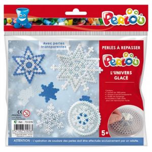 Perles &agrave; repasser - Perlou - Lunivers glac&eacute; - 1000 perles - Plaque &agrave; picots - 5 mod&egrave;les No&euml;l