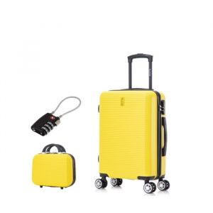Valise Cabine 55x35x25cm avec Vanity  Valise CELIMS Week-end  ABS  Cadenas  4 Roues 360  Jaune