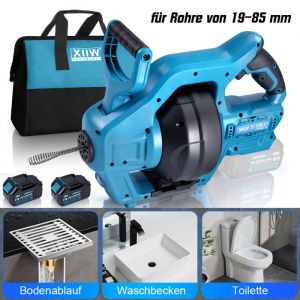 650RPM Kit de D&eacute;boucheur de Canalisation  Batteriex2+Chargeur pour Flexible Spiral&eacute; de &Oslash;19-85mm Nettoyant D&eacute;boucheur Plomberie