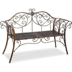 Banc De Jardin 2 Places - Banc Exterieur Jardin Fer Forgé - Antirouille -Banc Rétro - Adapté Aux Jardins Terrasses - 133*49*90cm
