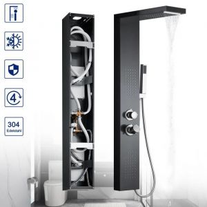 Panneau de douche - XMTECH - Colonne de douche en acier inox - 4 modes - Design brossé - Douchette incluse