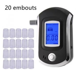 Ethylotest électronique éthylotest portable avec écran digital LCD semi-conducteur professionnel avec alarme et 20 embouts.