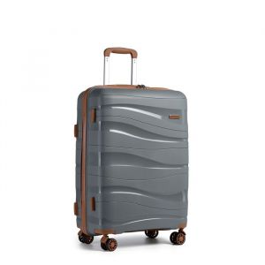 Valise Grande 76x50x31cm Rigide Polypropylène Valise de Voyage à 4 Roulettes Pivotantes et Serrure TSA 105L Valise de Chariot Gris