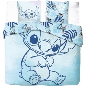 STITCH - LILO ET STITCH - DISNEY - PARURE DE LIT 2 PERSONNES - HOUSSE DE COUETTE 240X220 CM + 2 TAIES - 65X65 CM-COTON. TURQUOISE.