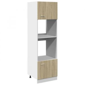 Armoire à micro-ondes Meuble bas cuisine Armoire rangement Chêne sonoma 60x57x207cm Aggloméré 8074840 FrenchDays