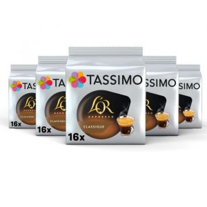 TASSIMO Caf&eacute; dosettes LOr Espresso Classique - Lot de 5 x 16 boissons