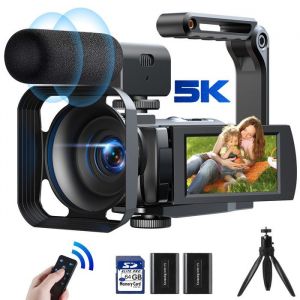Campark Caméscopes 5k Caméra Vidéo Vlog Full HD 56MP 3 écran Tactile 16X Zoom Numérique IR Vision Nocturne avec 2 Piles