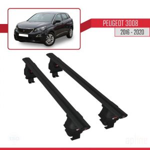 Compatible avec Peugeot 3008 II (P84) Pre-Facelift 2017-2020 ACE-4 Barres de Toit Railing Porte-Bagages de Voiture Noir Alu 2